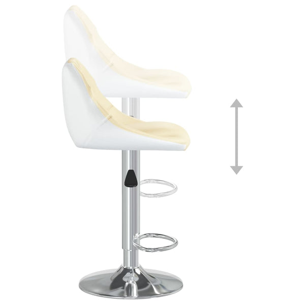 Barhocker 2er Set Creme Weiß Kunstleder