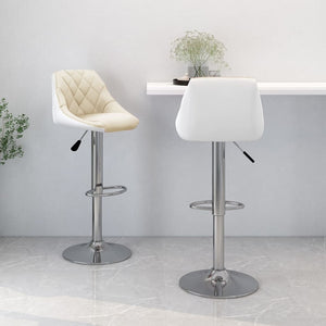 Barhocker 2er Set Creme Weiß Kunstleder