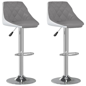 Barhocker Set, Grau & Weiß Kunstleder, 2 Stück