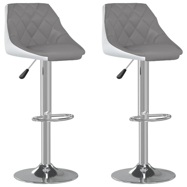 Barhocker Set, Grau & Weiß Kunstleder, 2 Stück
