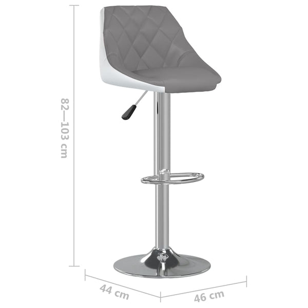 Barhocker Set, Grau & Weiß Kunstleder, 2 Stück