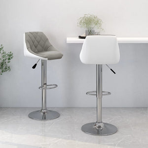 Barhocker Set, Grau & Weiß Kunstleder, 2 Stück