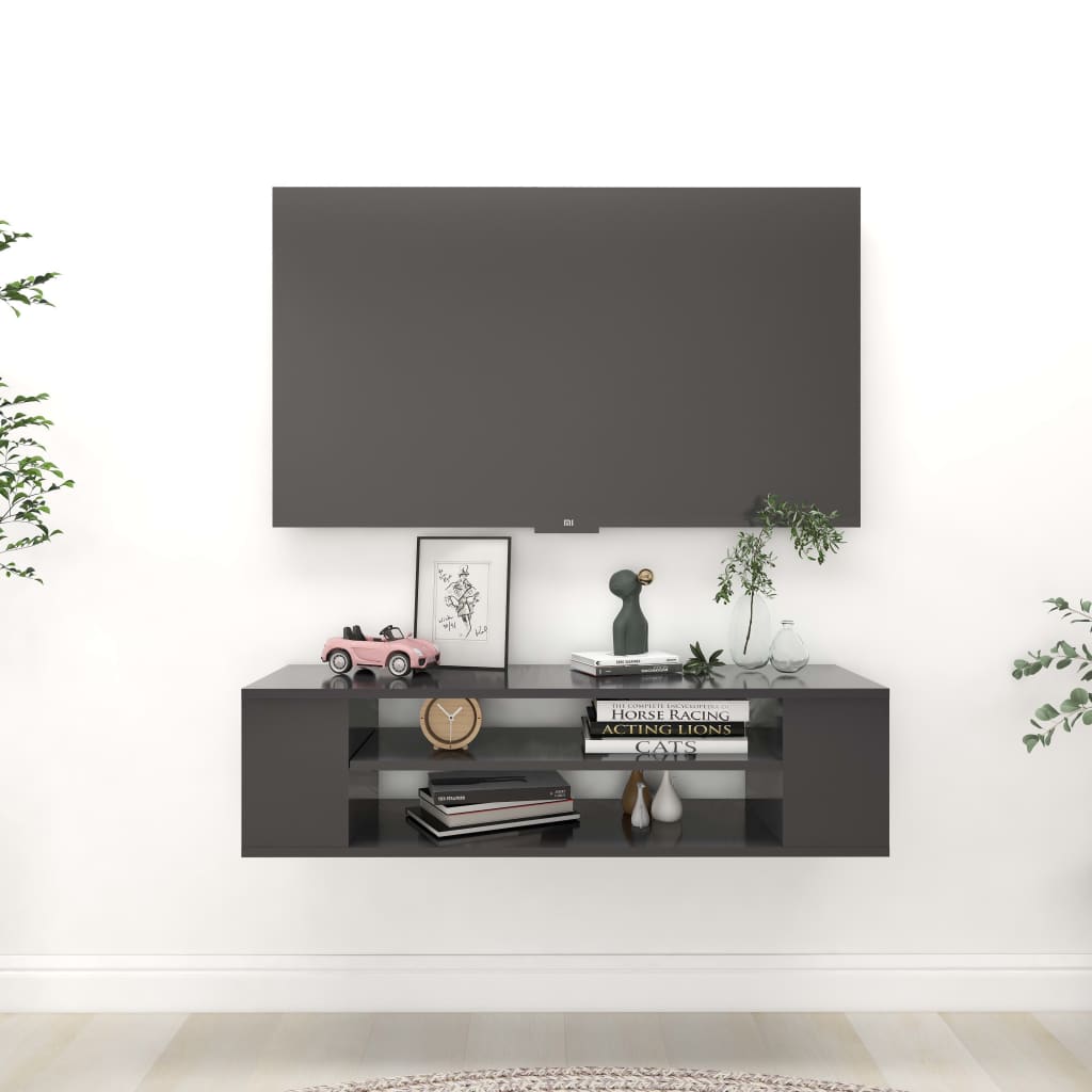 Grauer TV-Hängeschrank 100 cm