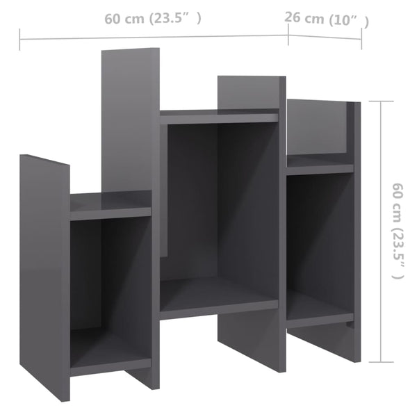 vidaXL Shelf Cabinet High Gloss Grey 60x26x60 cm Engineered Wood