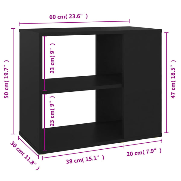 vidaXL Side Table Black 60x30x50 cm Engineered Wood