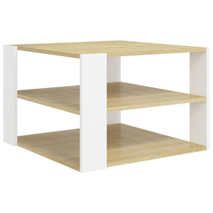 vidaXL Coffee Table Sonoma Oak White 60x60x40 cm Engineered Wood