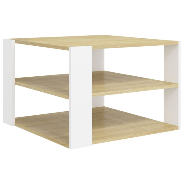 vidaXL Coffee Table Sonoma Oak White 60x60x40 cm Engineered Wood