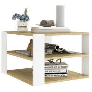 vidaXL Coffee Table Sonoma Oak White 60x60x40 cm Engineered Wood