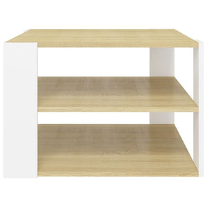 vidaXL Coffee Table Sonoma Oak White 60x60x40 cm Engineered Wood