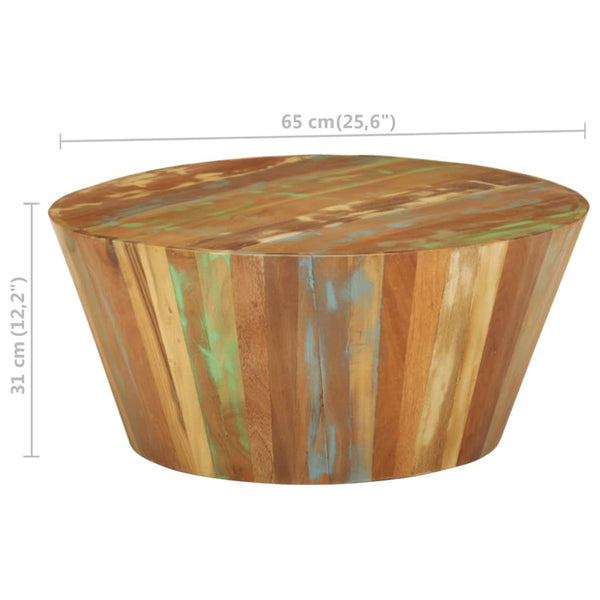 vidaXL Coffee Table Ø65x31 cm Solid Reclaimed Wood