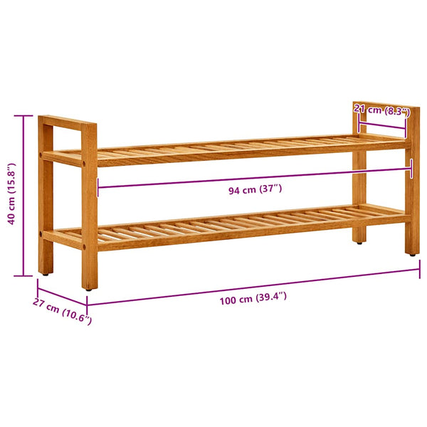 Massivholz Schuhregal Eiche 2 Etagen