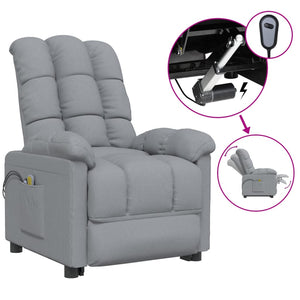 vidaXL Electric Massage Armchair Light Grey Fabric