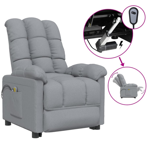 vidaXL Electric Massage Armchair Light Grey Fabric