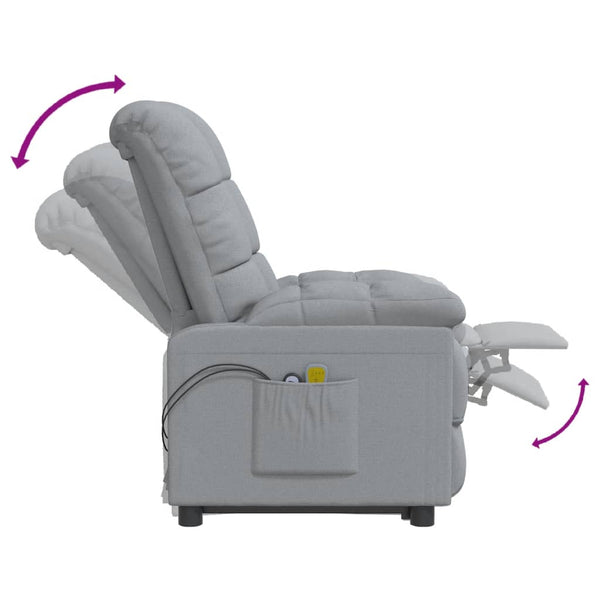 vidaXL Electric Massage Armchair Light Grey Fabric