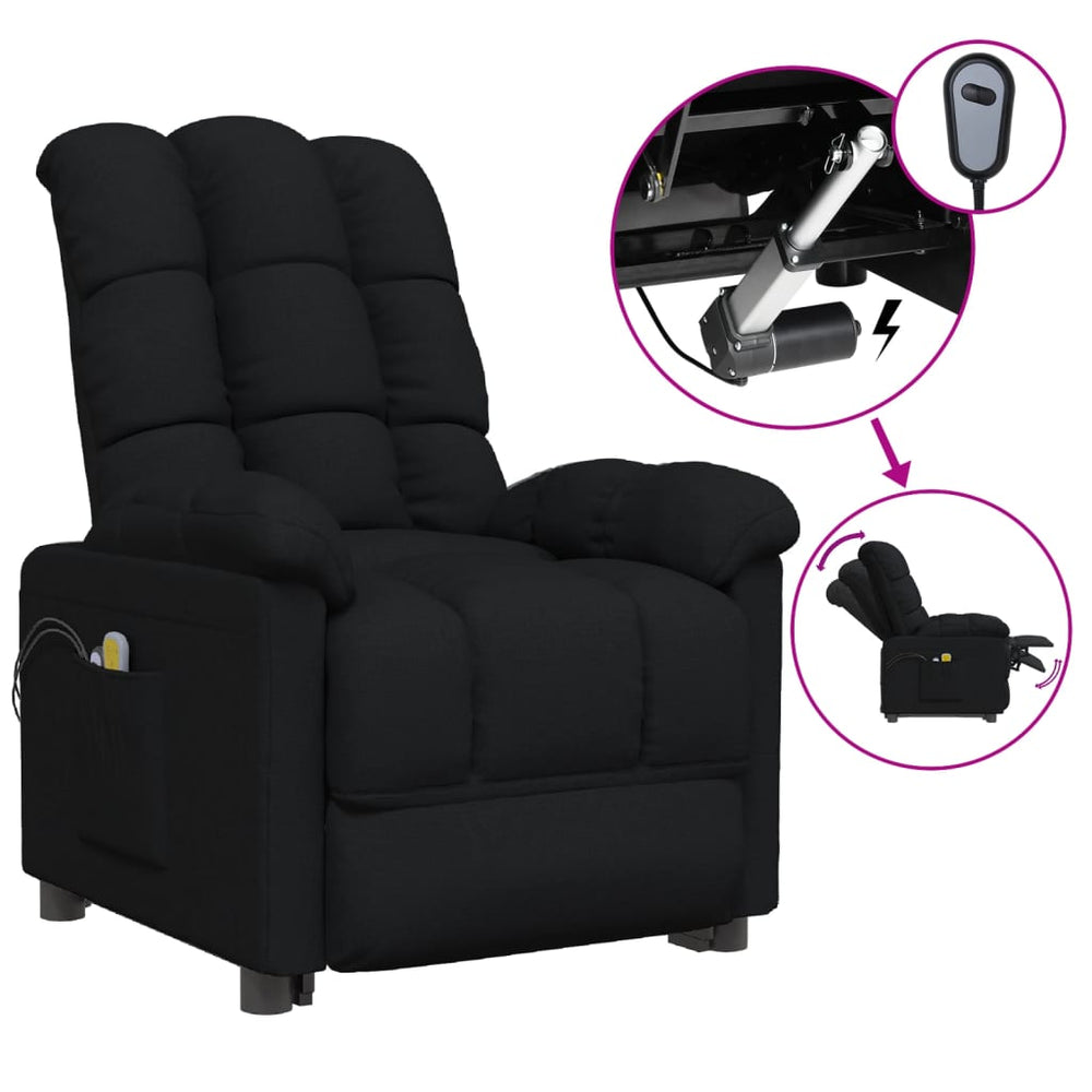 vidaXL Electric Massage Armchair Black Fabric