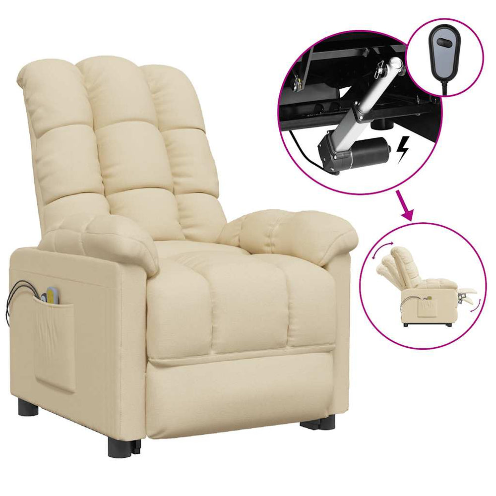 vidaXL Electric Massage Armchair Cream Fabric