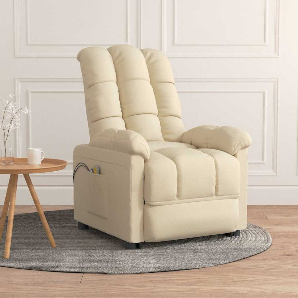 vidaXL Electric Massage Armchair Cream Fabric