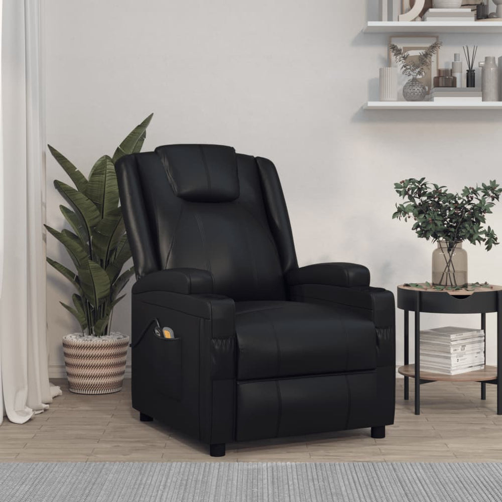 vidaXL Electric Massage Recliner Black Faux Leather