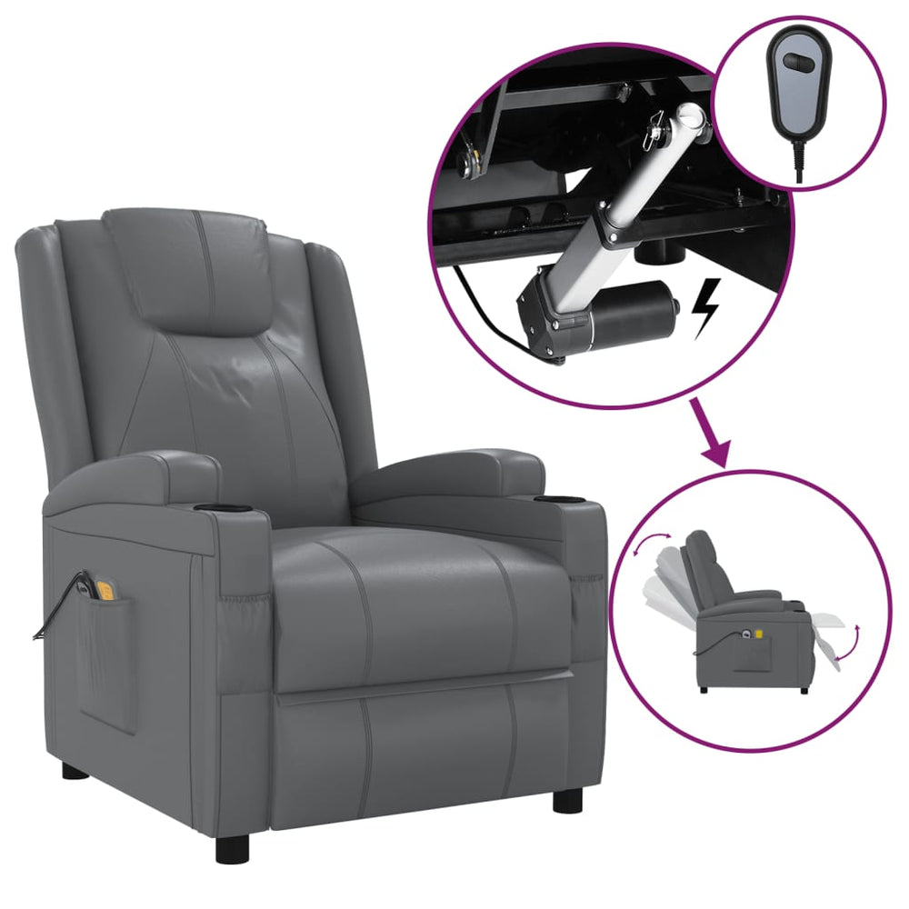 vidaXL Electric Massage Chair Anthracite Faux Leather