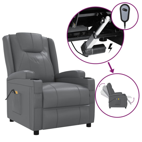 vidaXL Electric Massage Chair Anthracite Faux Leather