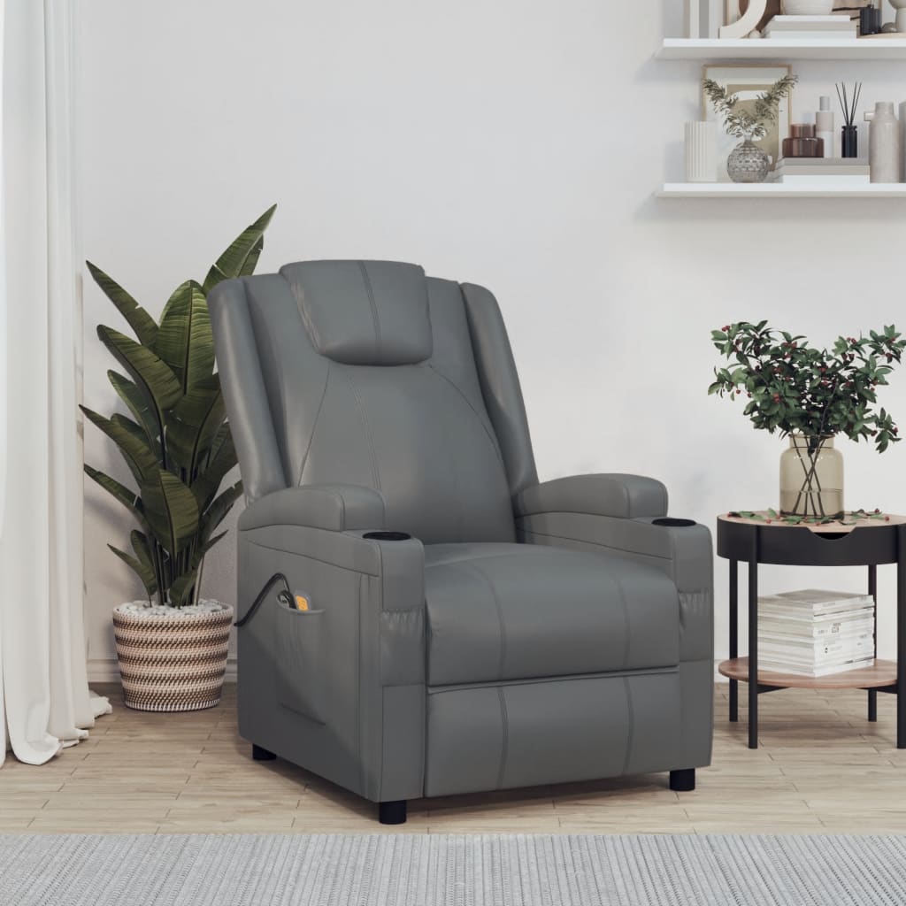 vidaXL Electric Massage Chair Anthracite Faux Leather