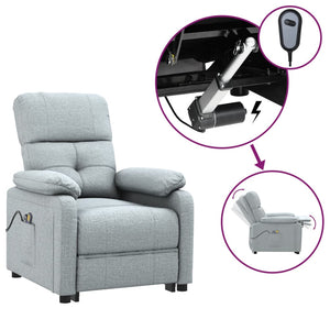 vidaXL Electric Massage Armchair Light Grey Fabric