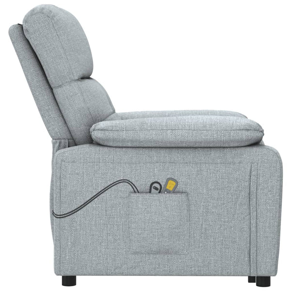 vidaXL Electric Massage Armchair Light Grey Fabric