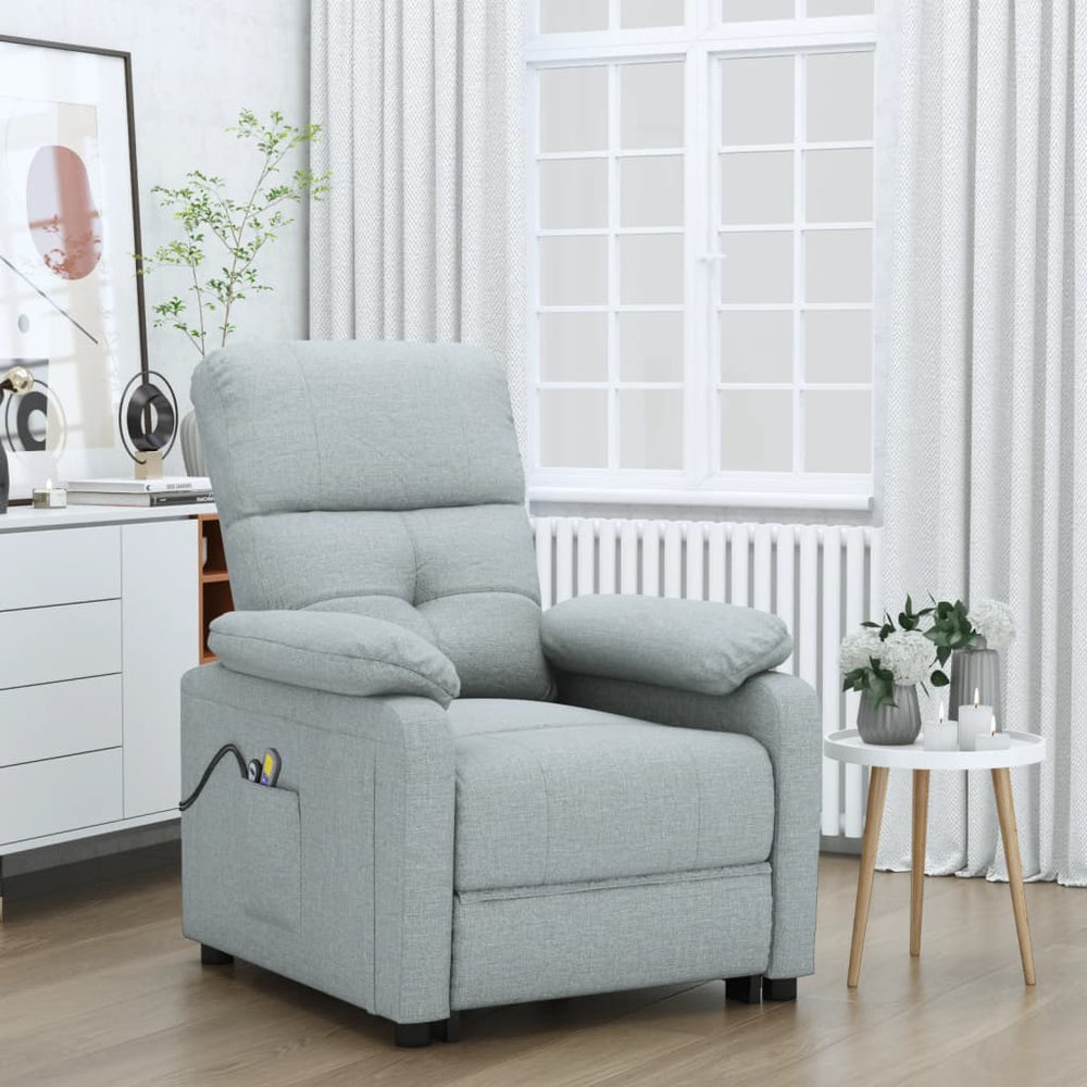 vidaXL Electric Massage Armchair Light Grey Fabric