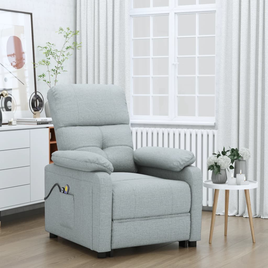 vidaXL Electric Massage Armchair Light Grey Fabric
