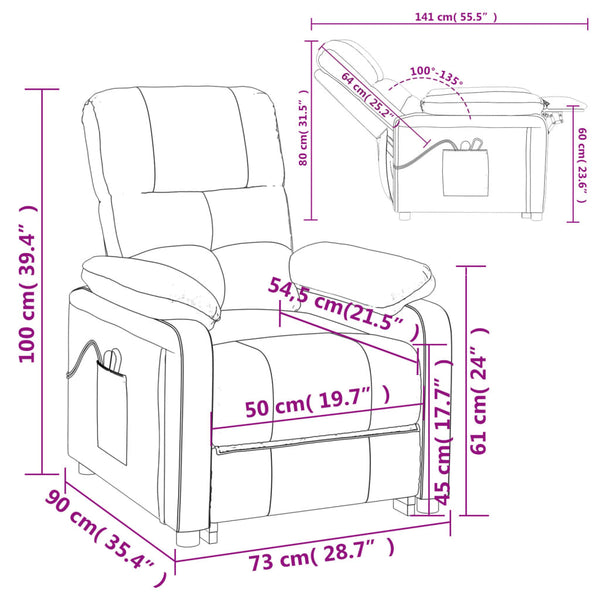vidaXL Electric Massage Chair Black Fabric