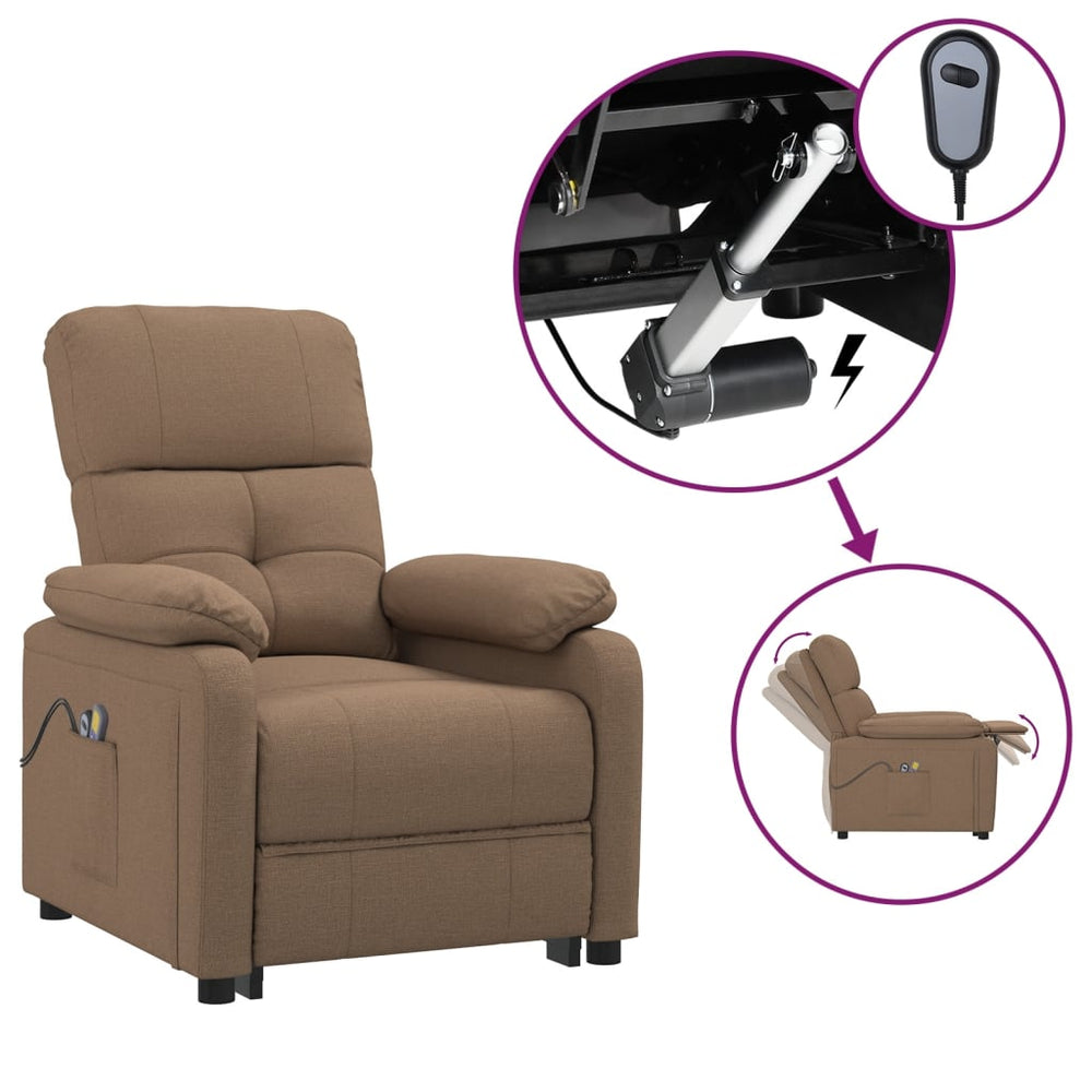 vidaXL Electric Massage Armchair Brown Fabric