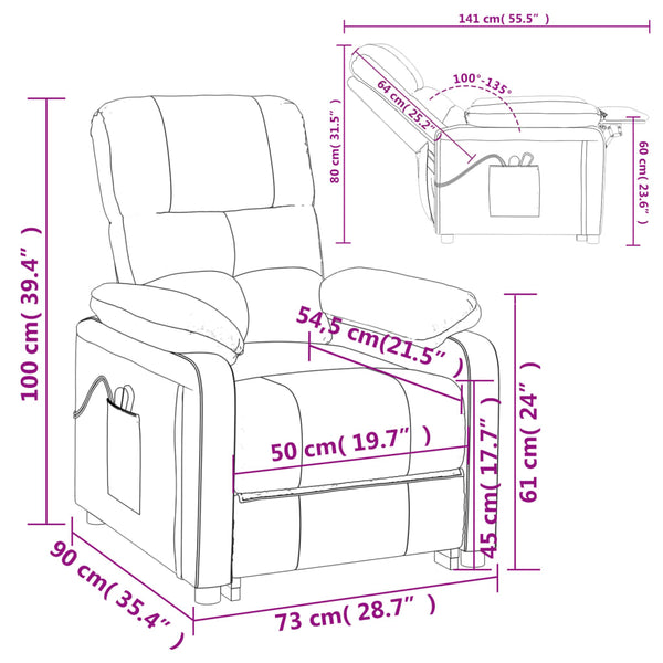 vidaXL Electric Massage Armchair Brown Fabric