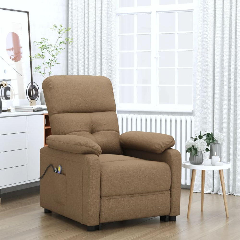vidaXL Electric Massage Armchair Brown Fabric