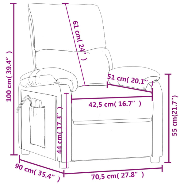 vidaXL Electric Massage Armchair Cream Fabric