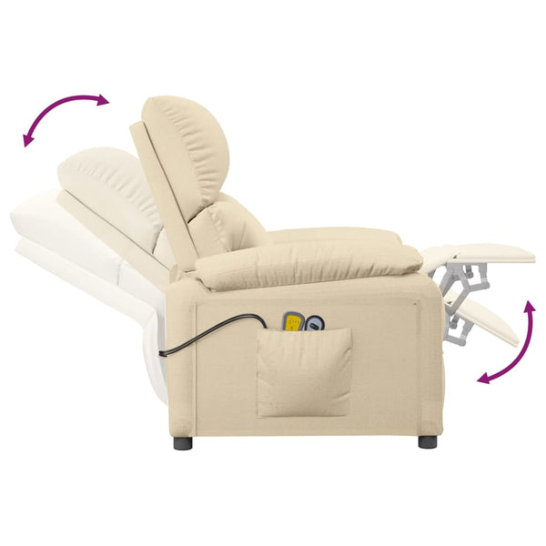 vidaXL Electric Massage Armchair Cream Fabric