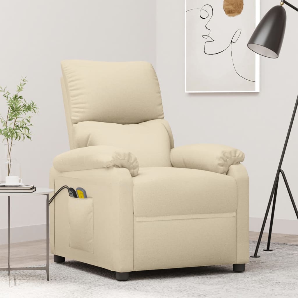 vidaXL Electric Massage Armchair Cream Fabric
