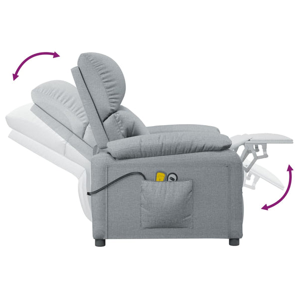 vidaXL Electric Massage Armchair Light Grey Fabric