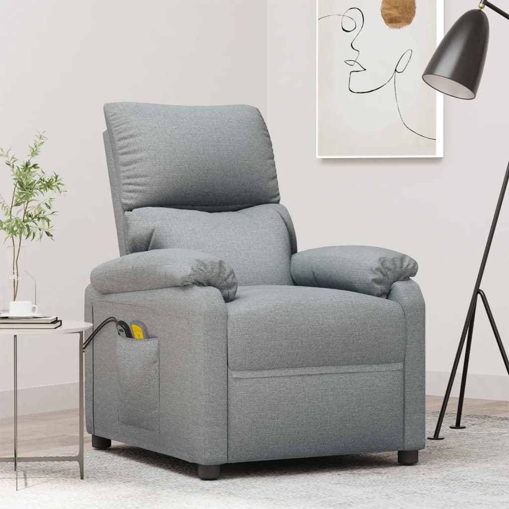 vidaXL Electric Massage Armchair Light Grey Fabric
