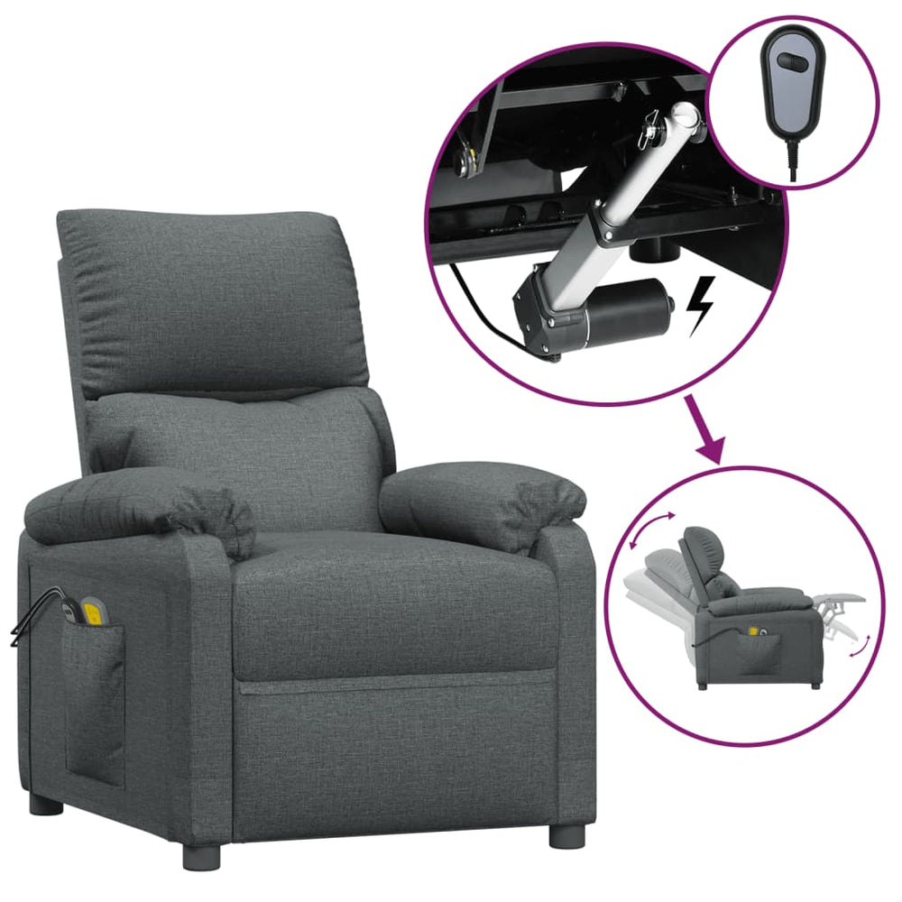 vidaXL Electric Massage Chair Dark Grey Fabric