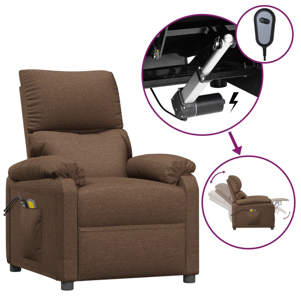 vidaXL Electric Massage Chair Brown Fabric