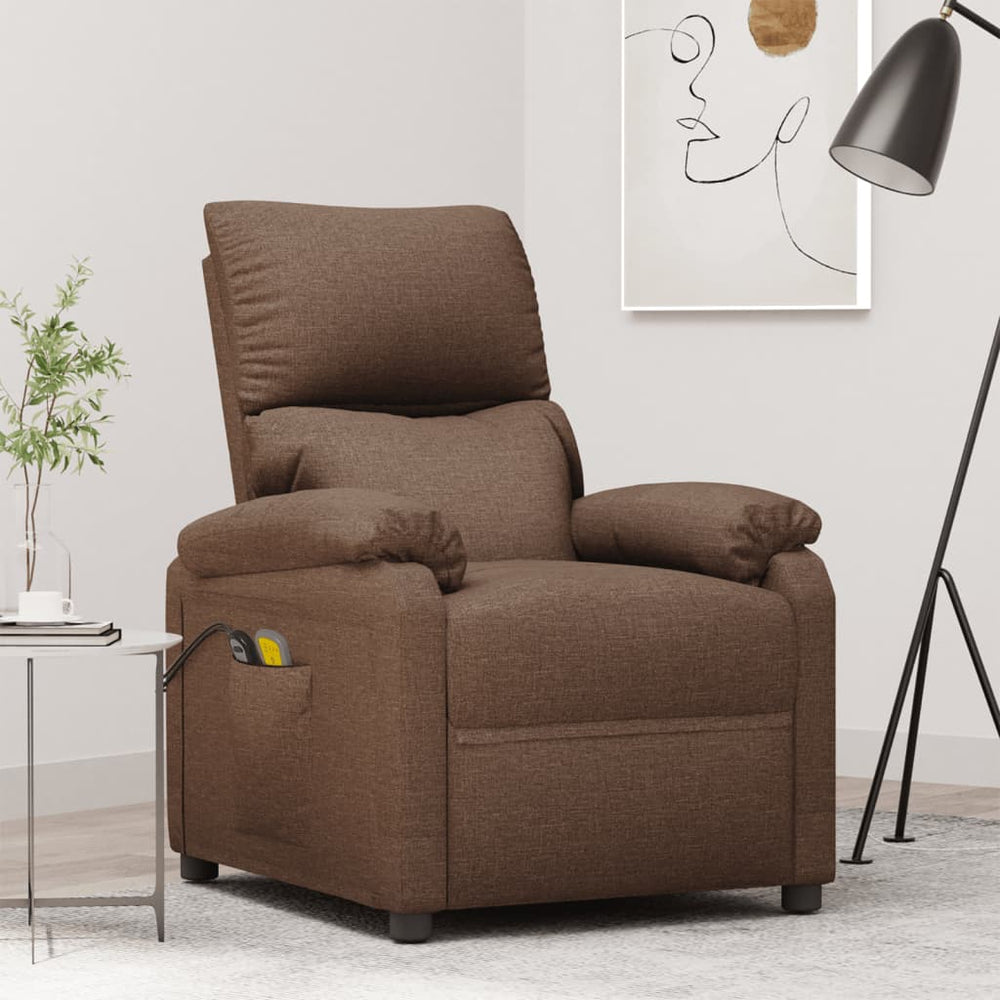 vidaXL Electric Massage Chair Brown Fabric