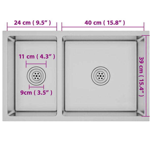 vidaXL Stainless Steel Kitchen Sink
