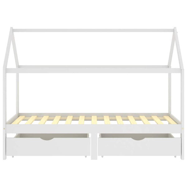 vidaXL Children's Bed with Drawers White Solid Pine Wood 90x200 cm