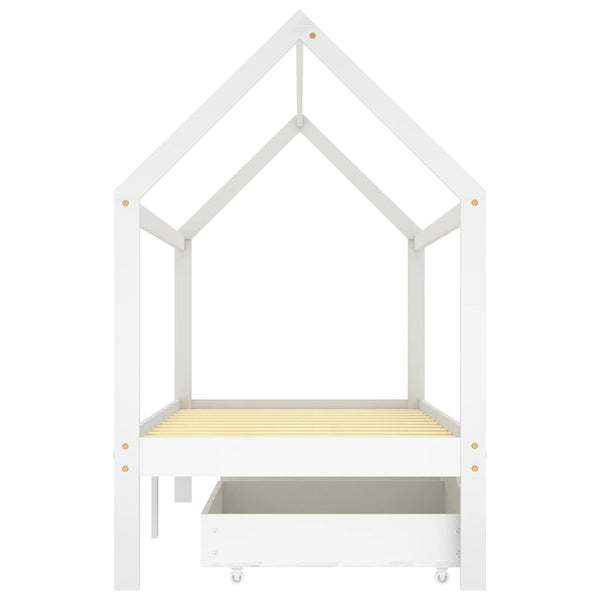 vidaXL Children's Bed with Drawers White Solid Pine Wood 90x200 cm