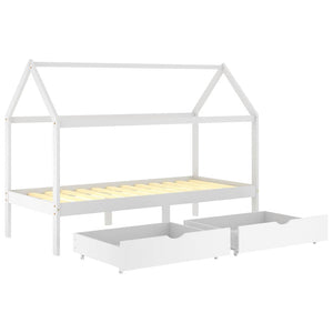 vidaXL Children's Bed with Drawers White Solid Pine Wood 90x200 cm