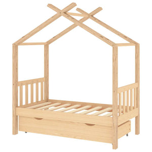 vidaXL Children's Bed with Drawer Solid Pine Wood 70x140 cm