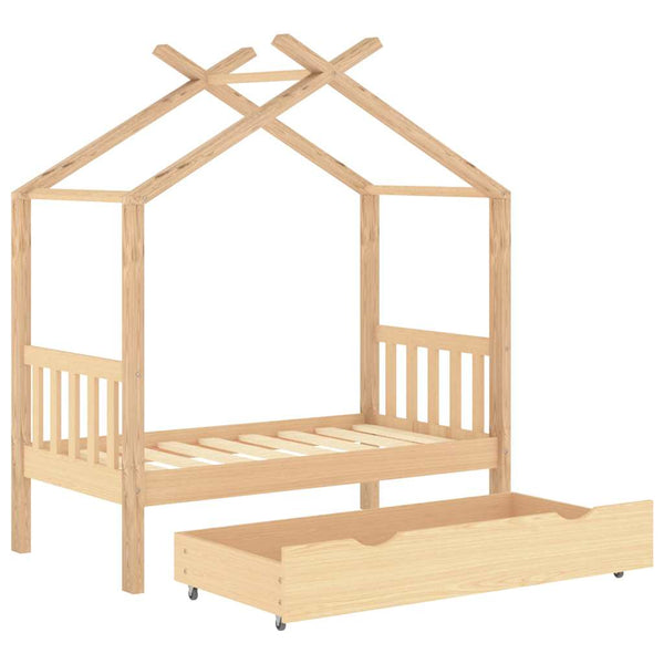 vidaXL Children's Bed with Drawer Solid Pine Wood 70x140 cm