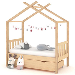 vidaXL Children's Bed with Drawer Solid Pine Wood 70x140 cm