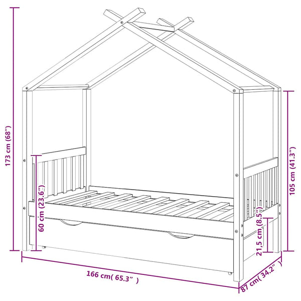 vidaXL Kids Bed with Drawer Solid Pine Wood 80x160 cm