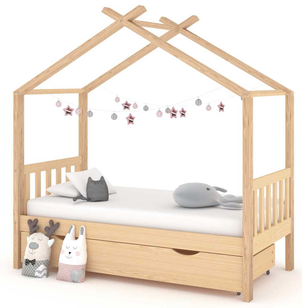 vidaXL Kids Bed with Drawer Solid Pine Wood 80x160 cm